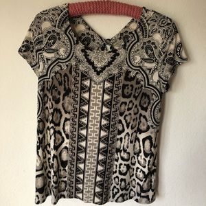 International concepts tribal/animal print top